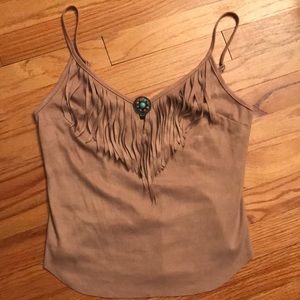 bebe suede camisole top with fringe
